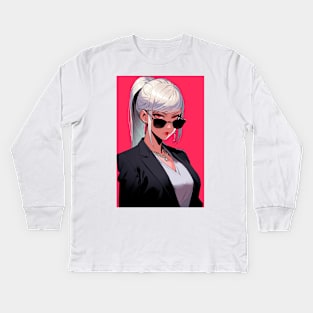 Anime Girl Boss Kids Long Sleeve T-Shirt